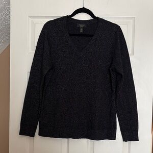 Charter Club Black Sparkly Cashmere V-Neck Sweater